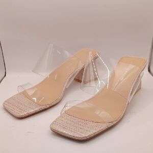 NEW Fashion To Figure 2.75" Malina Multicolored/Clear Block Heel Women Size 10US